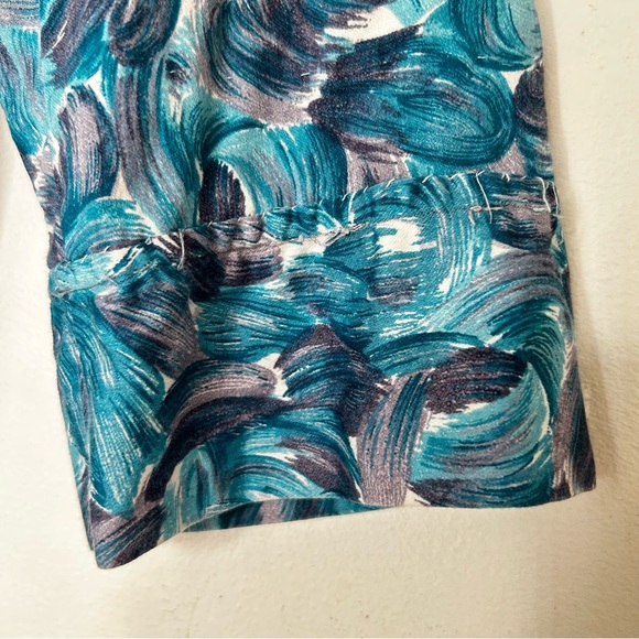 Vintage 60s Cropped Satin Jacket Psychedelic Pattern Sailor Collar 3/4 Sleeve M - Picture 16 of 16